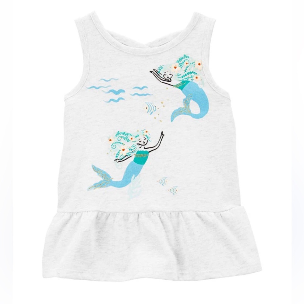 🍓3/$10 NWOT Carter's Gray Tank Top with Mermaid Design